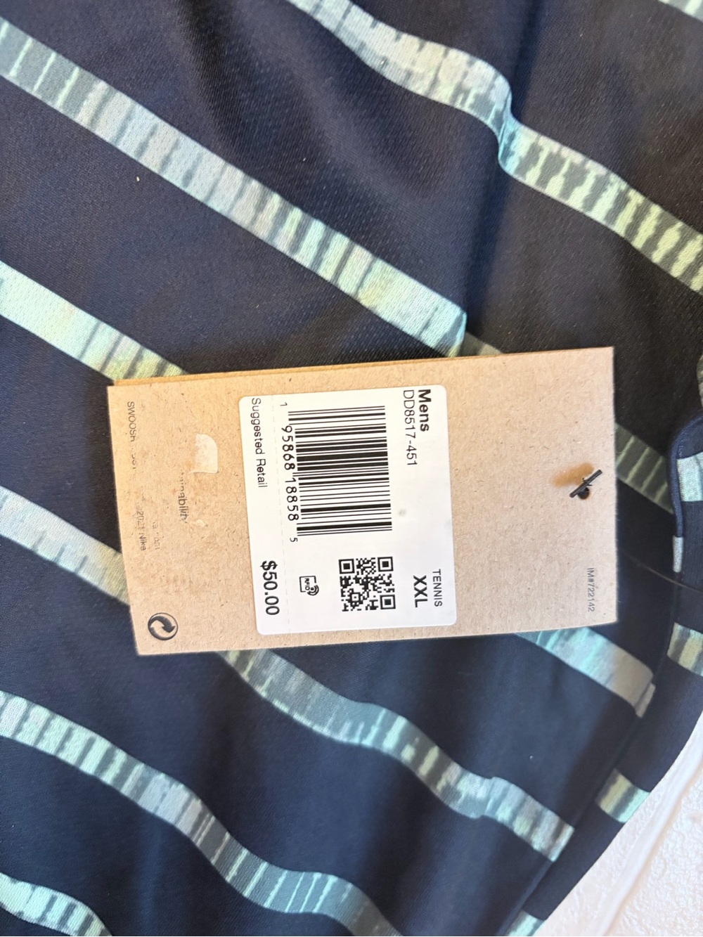 Nike Men’s Black Polo with Teal Stripe Pattern - Picture 2 of 3
